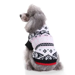 Classic Nordic pattern knit pet sweater designed for small and medium dogs detail.
