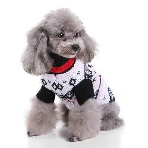 Classic retro pet sweater detail, soft warm knit fabric with Nordic geometric pattern for dogs.