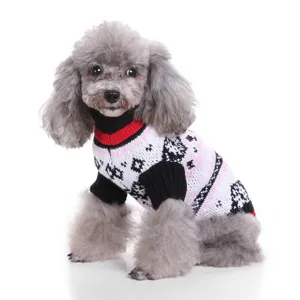 Classic retro knit dog sweater for small and medium dogs, warm winter pet pullover apparel.