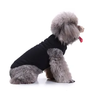 Gilet pour chien noir uni t-shirt d'été pour animal de compagnie vêtement chiot