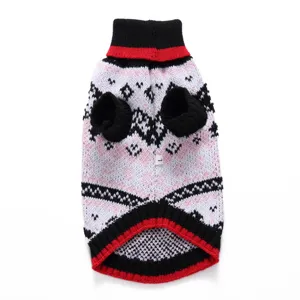 Detailed view of a classic retro knitted pet sweater for small and medium dogs, warm design.