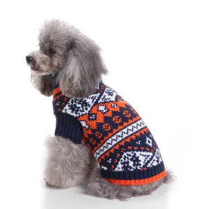 Cozy retro geometric dog sweater for small and medium dogs, warm knit pet apparel for winter.