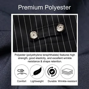 Close-up detail of high-quality pinstripe polyester fabric for pet tuxedo suits
