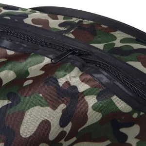 Durable camouflage pet tent detail, featuring high-quality zipper and wear-resistant fabric.