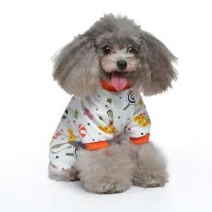 Suesse Baumwoll Hunde Pyjama vierbeinig Haustierkleidung mit buntem Bonbonmuster fuer Welpen