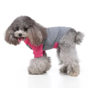 Gemütlicher Hochhals-Hundepullover in Grau und Rosa. Weicher Zweibein-Pullover für kleine Hunde.