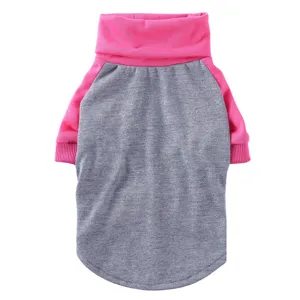 Bequemer Hundepullover Rollkragen grau rosa Raglanmaermel Haustierkleidung fuer Welpen