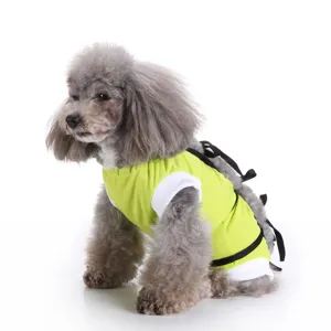 Breathable green pet surgical recovery suit for dogs, comfortable cotton clothing.