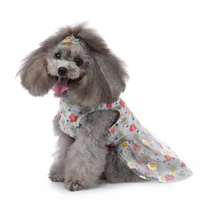 Jolie robe florale pour animal de compagnie jupe en tulle respirante petits chats et chiens