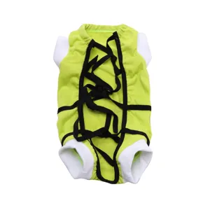 Pet surgery suit dog recovery suit breathable cotton adjustable straps green pet nursing clothing
