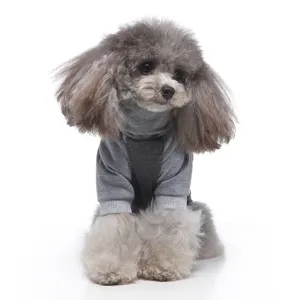 Grauer Rollkragen Hundepullover Haustierkleidung zweibeinige Frühlingsbekleidung Detail