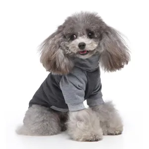 Grauer Hundepullover Rollkragen Haustierkleidung kuscheliger Strick Hundebekleidung Herbst