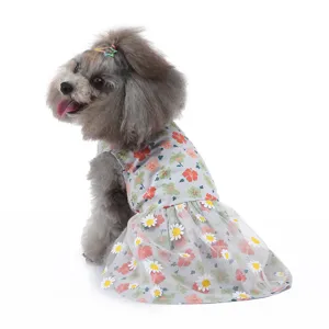 Robe pour animal de compagnie respirante à fleurs, jolie jupe d'été en maille pour chats et chiens.