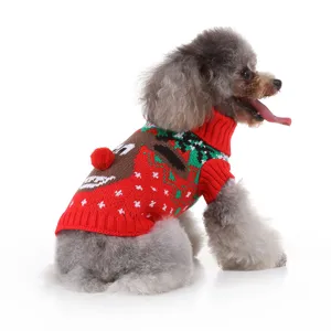Pull de Noël pour chien en tricot vetement d'hiver chaud pour animal motif de cerf