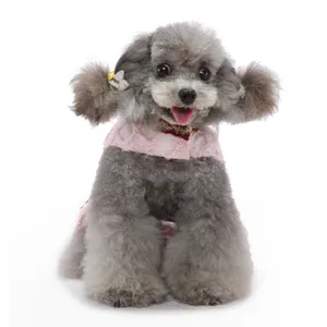 Charmante robe rose pour chien princesse fête mariage vêtement avec nœud pour petits chiens