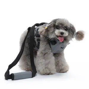 Imbracatura di supporto per cani grigia con cinghie regolabili, vista dettagliata.