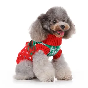 Adorable pull de noël pour chien avec motif renne et col roulé chaud pour l'hiver froid.