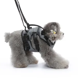 Imbracatura di sollevamento multifunzionale grigia per cani con guinzaglio, cinghie regolabili.