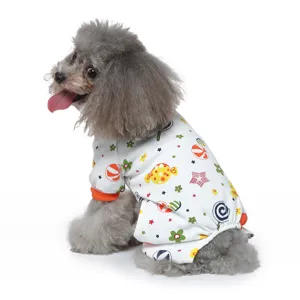 Süße Baumwoll Hundepyjamas vierbeiniger Haustier Jumpsuit mit süßem Bonbon Druck für Welpen