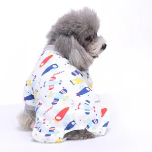 Gemütlicher Hundepyjama aus Baumwolle mit Flugzeug-Muster, warme Kleidung für kleine Hunde.