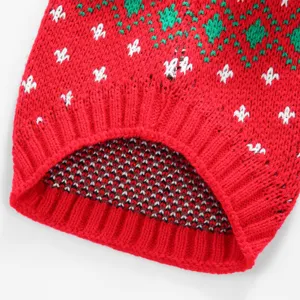 Pull de noel pour animal de compagnie rouge tricote vetements d'hiver chaud pour chien