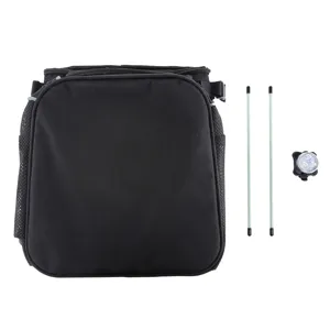 Set professionale borsa nera rimovibile per cani da bicicletta con aste di supporto e luce LED