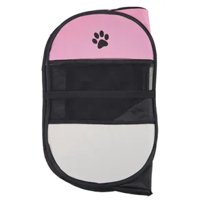 Foldable pink and black pet playpen tent for outdoor camping and small animals travel portability.