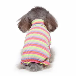 Bunter gestreifter Hundepullover im Winter, warmer Rollkragen Hundekleidung süßer Welpe