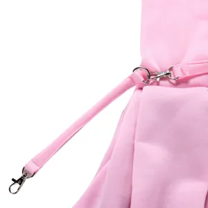 Pink fabric detail strap with metal lobster clasps for pet bag accessories or clothing.