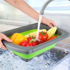 Collapsible Over The Sink Colander Strainer Basket With Extendable Handles For Kitchen Fruit Vegetable Folding Drainer