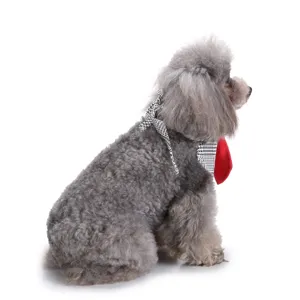 Detailopname van de houndstooth huisdieren bandana met een rode stropdas voor honden.