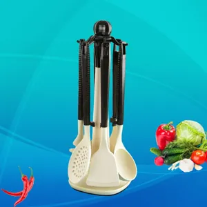 Juego de utensilios de cocina de silicona 7 piezas espátula cuchara antiadherente soporte