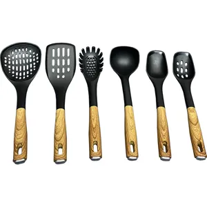 Keukengerei set antiaanbaklaag nylon kookgerei met houtnerf handvat hittebestendig pro