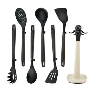 Detalles del juego de utensilios de cocina de silicona, espátula resistente.