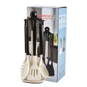 Set de utensilios de cocina de silicona 7 piezas antiadherente espátula cuchara soporte