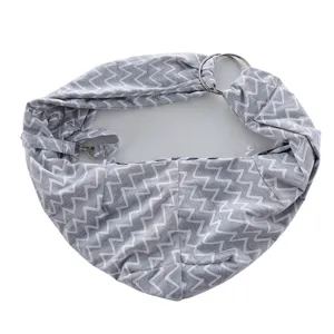 Grauer Haustier-Schulterbeutel mit Chevron-Muster, Sicherheitshaken und Metallring
