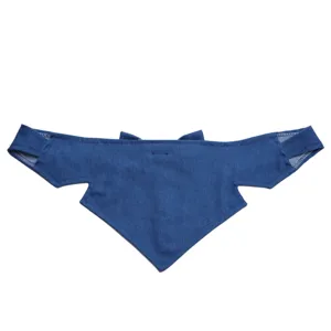 Blauwe denim hondenbandana met pakkraagontwerp voor huisdieren, ideaal voor bruiloften.