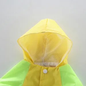 Imperméable pour animal de compagnie, chien, design mignon de capuche jaune et verte, respirant.