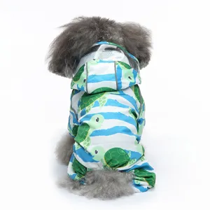 Imperméable pour chien à quatre pattes avec motif de tortue mignon et capuche transparente pour animaux.