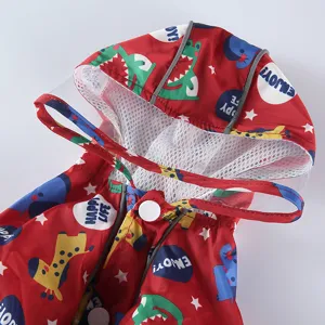 Détail de capuche pour imperméable pour animal, poncho de pluie pour chien avec visière.