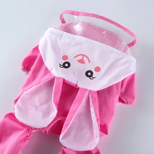 Manteau de pluie rose pour animal avec capuche, imperméable à quatre pattes pour petit chien.