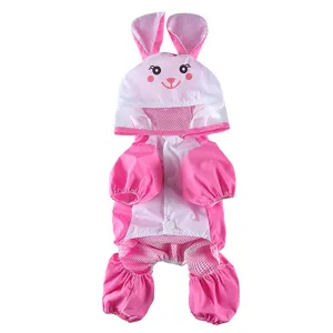 Mignon imperméable pour animal de compagnie lapin rose avec capuche, vêtements pour chien.