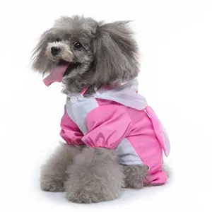 Imperméable rose pour animal avec capuche, veste de pluie imperméable pour petit chien.