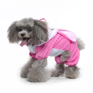 Mignon imperméable pour animal de compagnie rose et blanc à quatre pattes, design étanche.