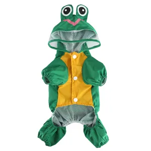 Mignon imperméable pour animal de compagnie grenouille chien combinaison quatre pattes