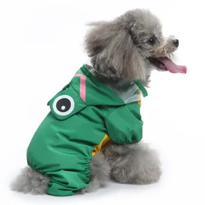 Mignon imperméable pour animal de compagnie grenouille verte avec quatre pattes, vêtements pour chien.