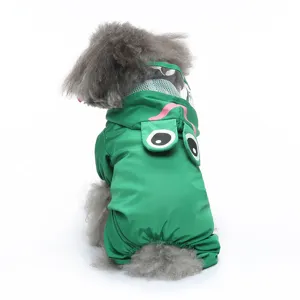 Mignon imperméable pour chien à quatre pattes grenouille verte avec bord transparent vêtements pour animaux