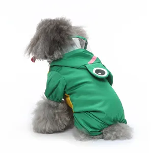 Imperméable pour chien style grenouille verte avec capuche transparente pour animaux.
