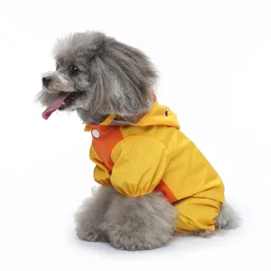 Détails de l'imperméable jaune pour chien imperméable à quatre pattes et capuche pour animaux.
