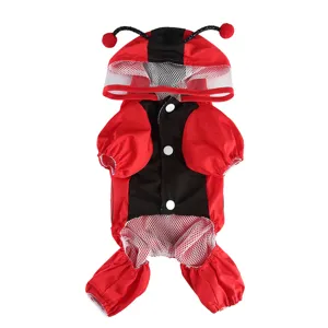 Mignon imperméable pour animal de compagnie coccinelle rouge noir vêtements pour chien quatre pattes.